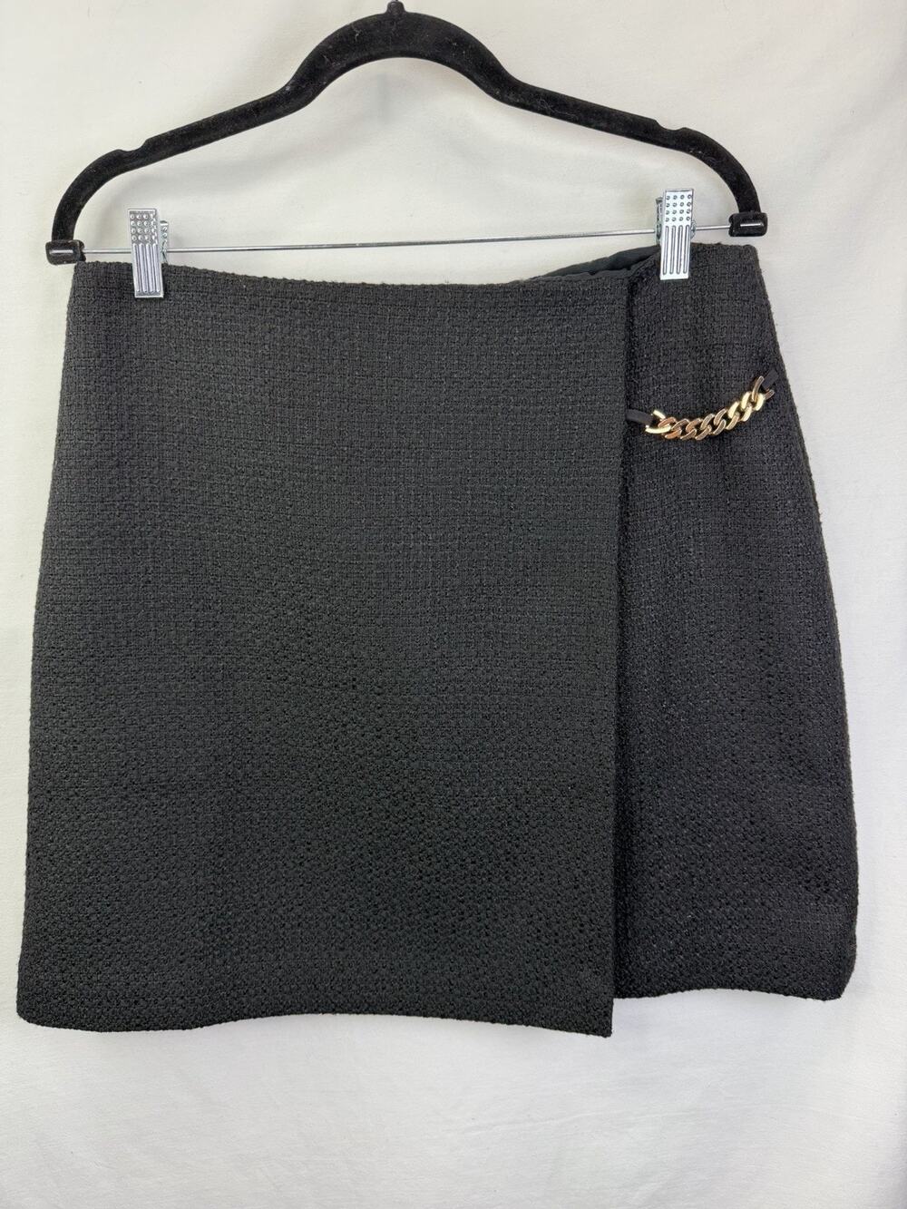 NWT Ann Taylor Wrap Mini Skirt Sz 8 Black Tweed Quiet Luxury Lined MSRP $119
